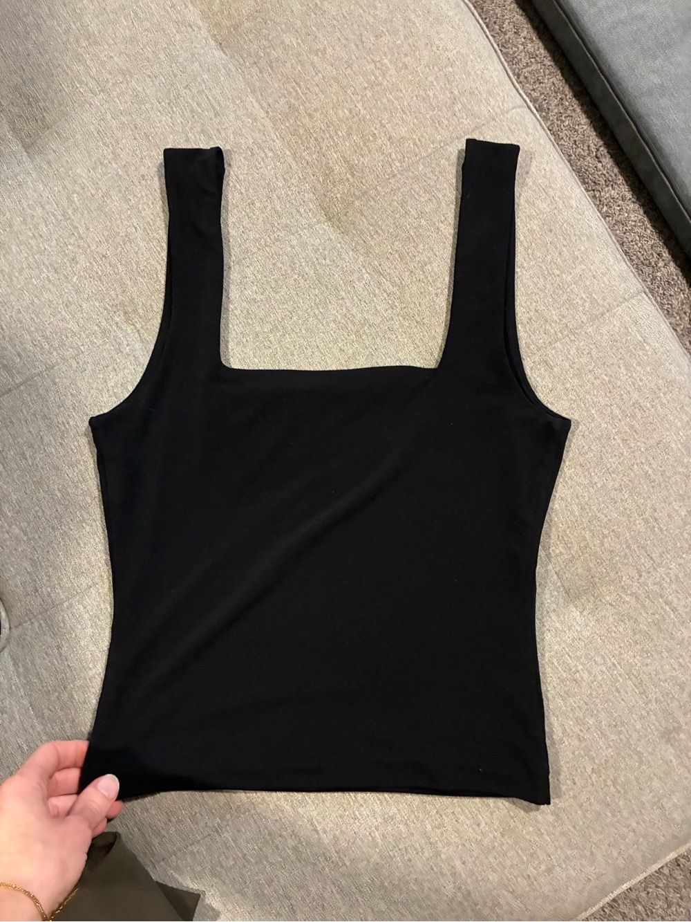 Leith Black Square Neck Tank